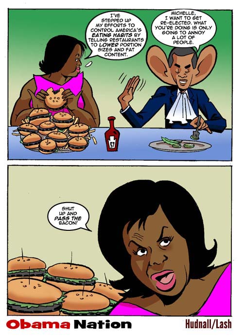 andrew breitbart michelle obama cartoon. First Lady Obama Cartoon…is